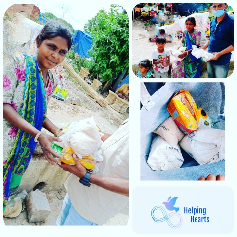 Volunteer handing over supplies